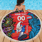 Personalized Adelaide Strikers Beach Blanket Hippie Psychedelic Pattern Vibrant Mandala Art Style