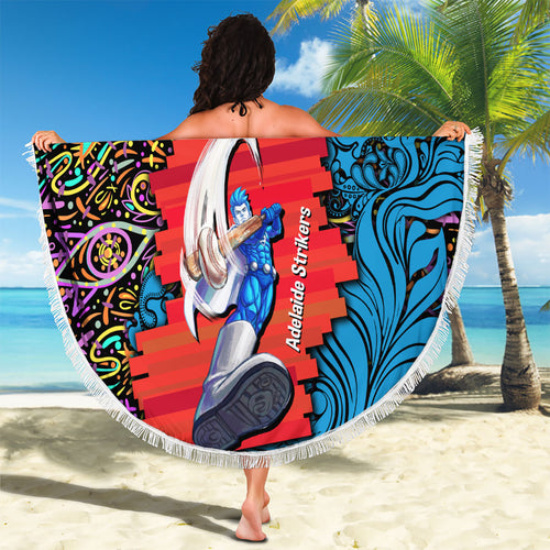 Personalized Adelaide Strikers Beach Blanket Hippie Psychedelic Pattern Vibrant Mandala Art Style