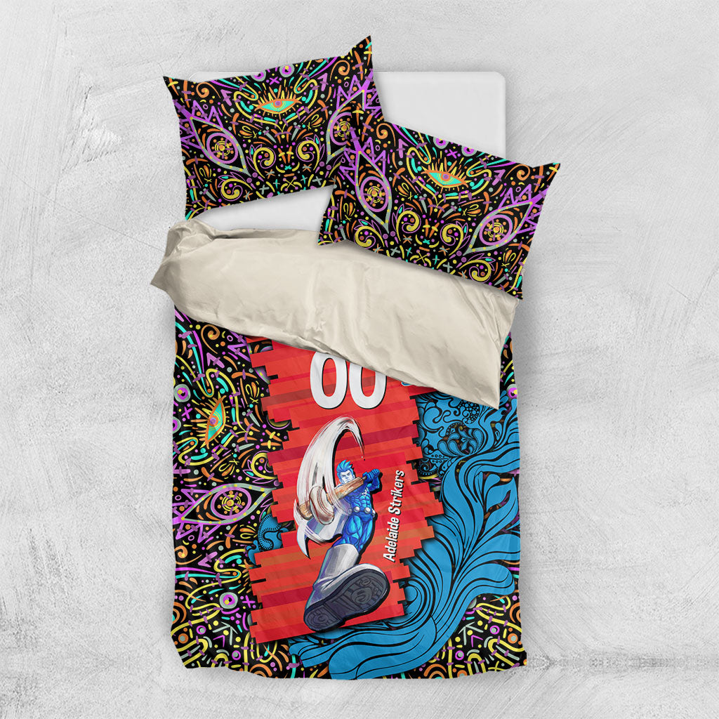Personalized Adelaide Strikers Bedding Set Hippie Psychedelic Pattern Vibrant Mandala Art Style