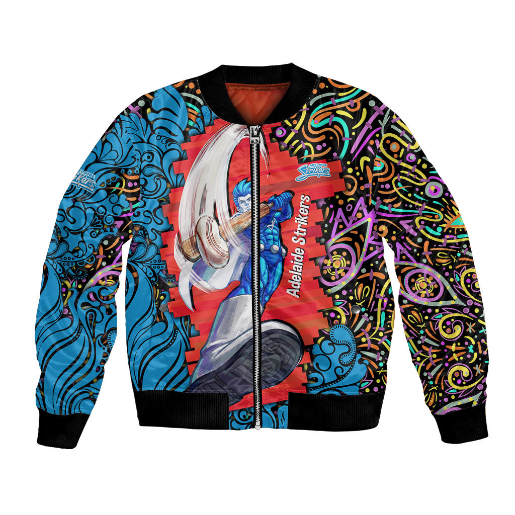 Personalized Adelaide Strikers Bomber Jacket Hippie Psychedelic Pattern Vibrant Mandala Art Style