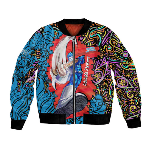 Personalized Adelaide Strikers Bomber Jacket Hippie Psychedelic Pattern Vibrant Mandala Art Style