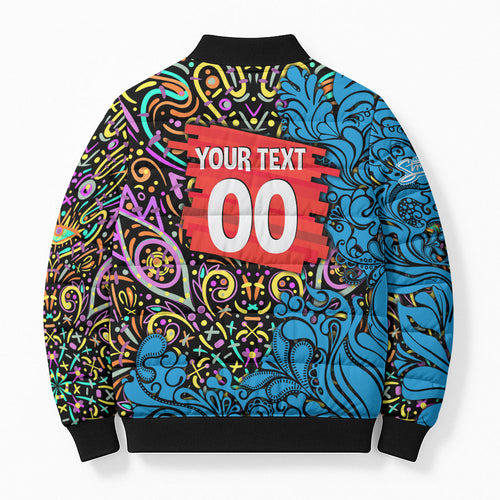Personalized Adelaide Strikers Bomber Puffer Jacket Hippie Psychedelic Pattern Vibrant Mandala Art Style