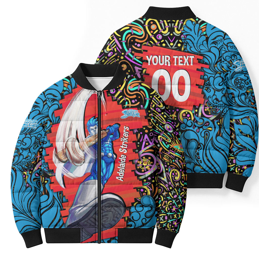 Personalized Adelaide Strikers Bomber Puffer Jacket Hippie Psychedelic Pattern Vibrant Mandala Art Style