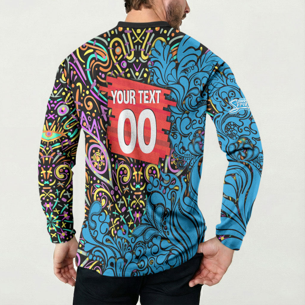 Personalized Adelaide Strikers Button Sweatshirt Hippie Psychedelic Pattern Vibrant Mandala Art Style