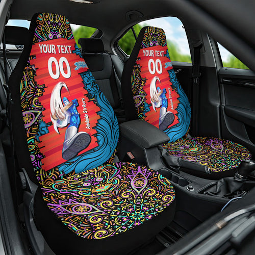 Personalized Adelaide Strikers Car Seat Cover Hippie Psychedelic Pattern Vibrant Mandala Art Style