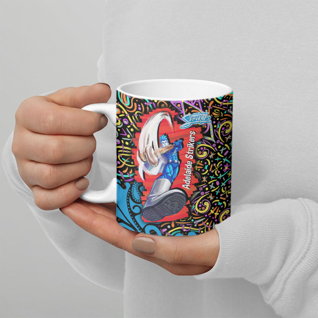 Personalized Adelaide Strikers Ceramic Mug Hippie Psychedelic Pattern Vibrant Mandala Art Style