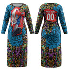 Personalized Adelaide Strikers Couples Matching Long Sleeve Bodycon Dress and Hawaiian Shirt Hippie Psychedelic Pattern Vibrant Mandala Art Style
