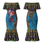 Personalized Adelaide Strikers Couples Matching Mermaid Dress and Long Sleeve Button Shirt Hippie Psychedelic Pattern Vibrant Mandala Art Style