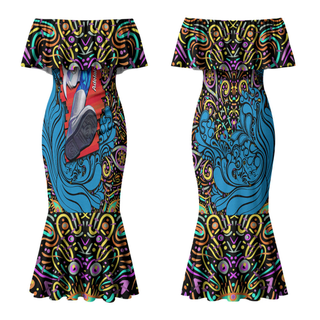 Personalized Adelaide Strikers Couples Matching Mermaid Dress and Long Sleeve Button Shirt Hippie Psychedelic Pattern Vibrant Mandala Art Style