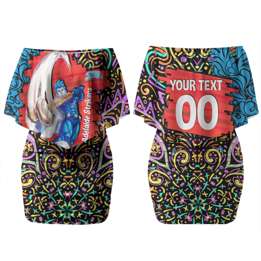 Personalized Adelaide Strikers Couples Matching Off Shoulder Short Dress and Hawaiian Shirt Hippie Psychedelic Pattern Vibrant Mandala Art Style