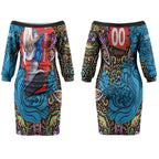 Personalized Adelaide Strikers Couples Matching Off The Shoulder Long Sleeve Dress and Long Sleeve Button Shirt Hippie Psychedelic Pattern Vibrant Mandala Art Style