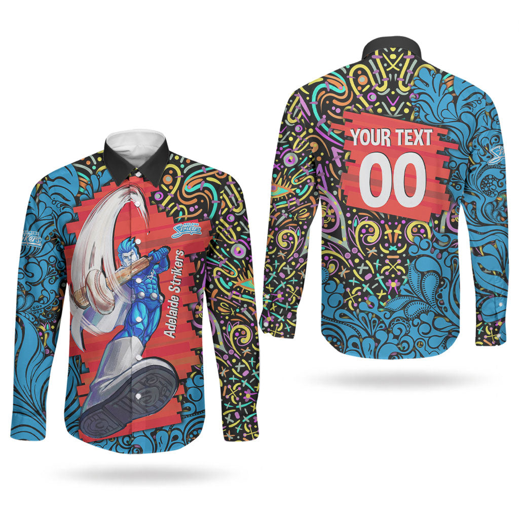 Personalized Adelaide Strikers Couples Matching Short Sleeve Bodycon Dress and Long Sleeve Button Shirt Hippie Psychedelic Pattern Vibrant Mandala Art Style