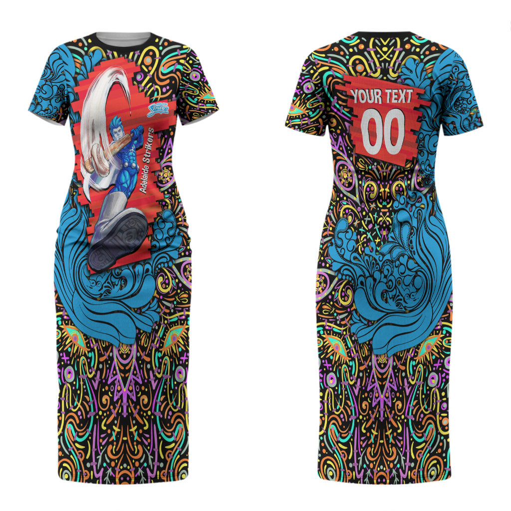 Personalized Adelaide Strikers Couples Matching Short Sleeve Bodycon Dress and Long Sleeve Button Shirt Hippie Psychedelic Pattern Vibrant Mandala Art Style