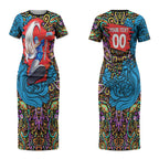 Personalized Adelaide Strikers Couples Matching Short Sleeve Bodycon Dress and Long Sleeve Button Shirt Hippie Psychedelic Pattern Vibrant Mandala Art Style