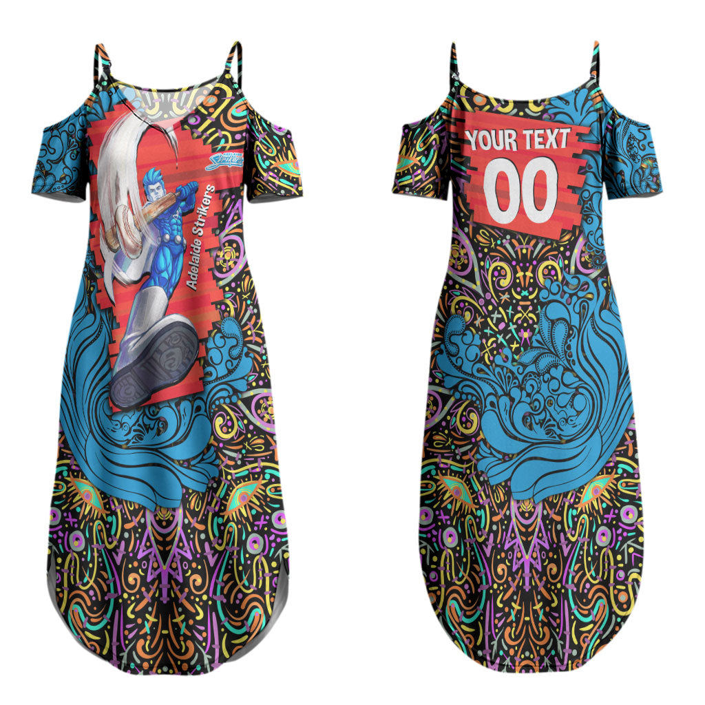 Personalized Adelaide Strikers Couples Matching Summer Maxi Dress and Hawaiian Shirt Hippie Psychedelic Pattern Vibrant Mandala Art Style