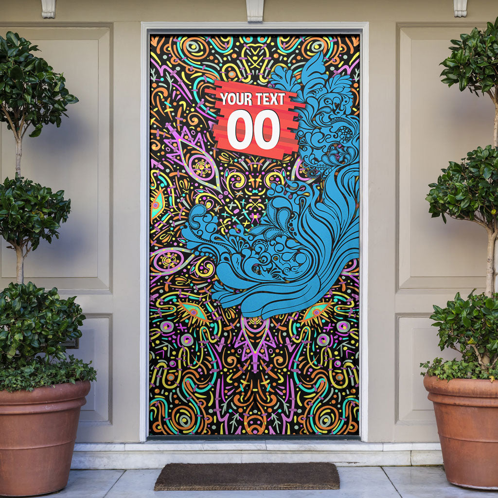 Personalized Adelaide Strikers Door Cover Hippie Psychedelic Pattern Vibrant Mandala Art Style