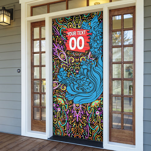 Personalized Adelaide Strikers Door Cover Hippie Psychedelic Pattern Vibrant Mandala Art Style