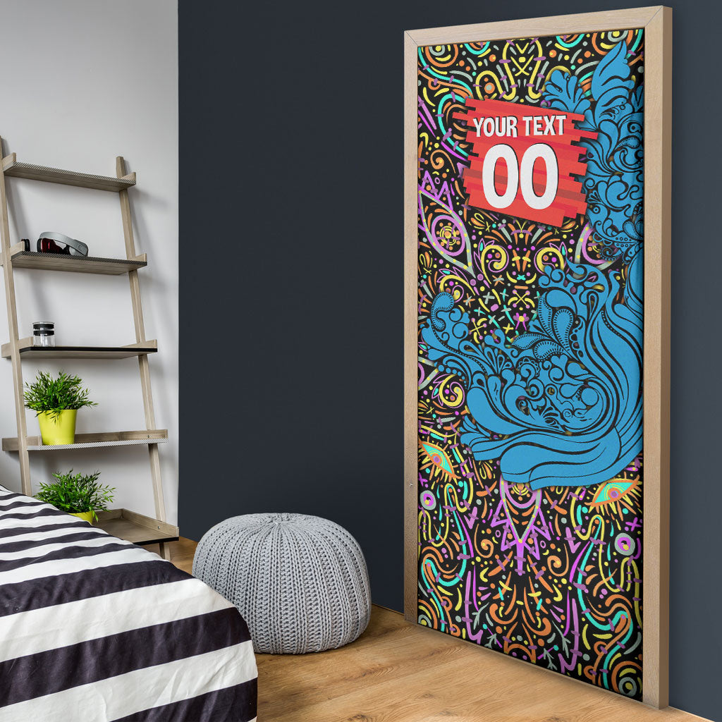 Personalized Adelaide Strikers Door Cover Hippie Psychedelic Pattern Vibrant Mandala Art Style