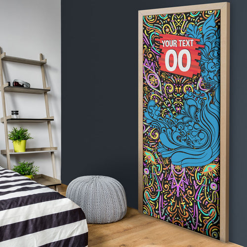 Personalized Adelaide Strikers Door Cover Hippie Psychedelic Pattern Vibrant Mandala Art Style