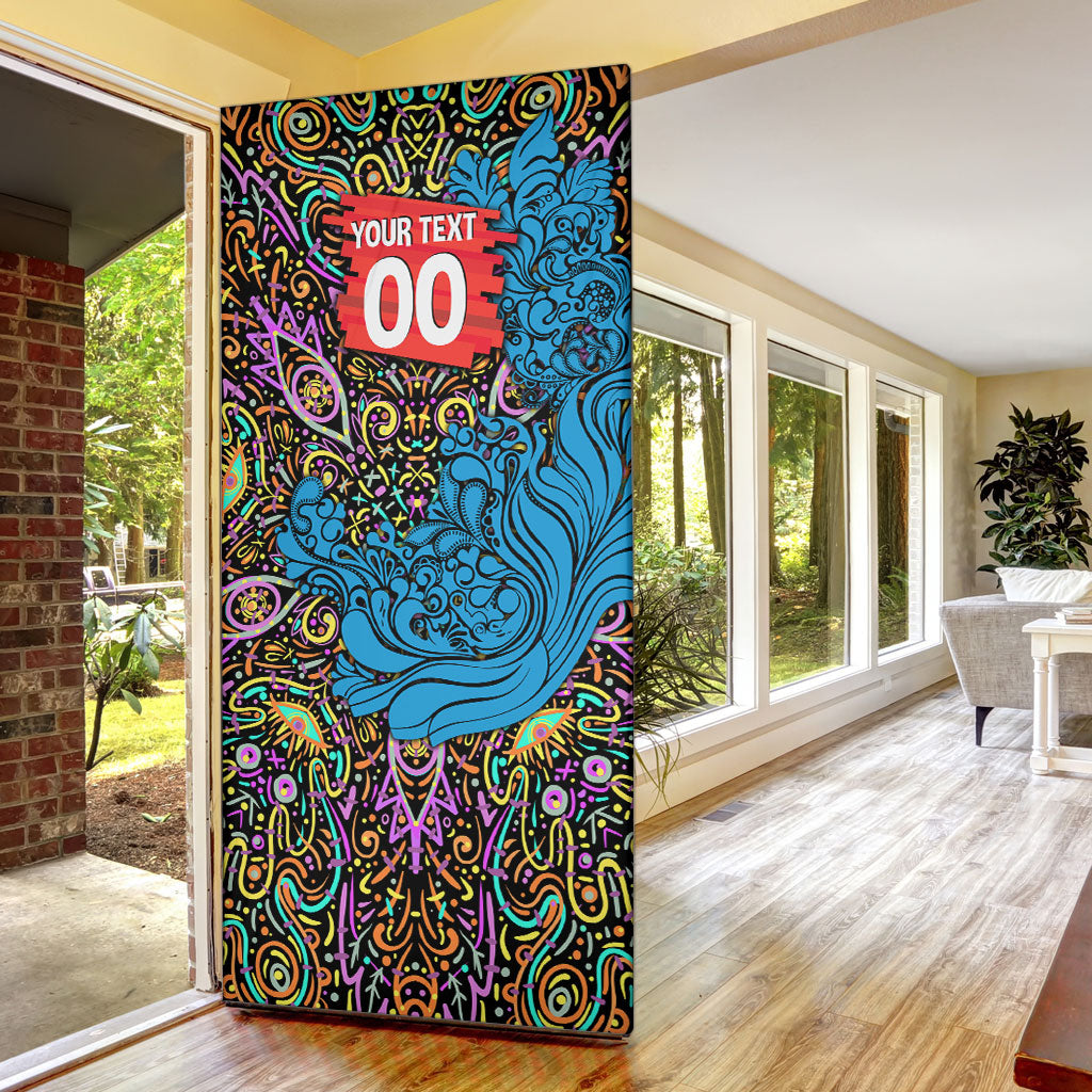 Personalized Adelaide Strikers Door Cover Hippie Psychedelic Pattern Vibrant Mandala Art Style