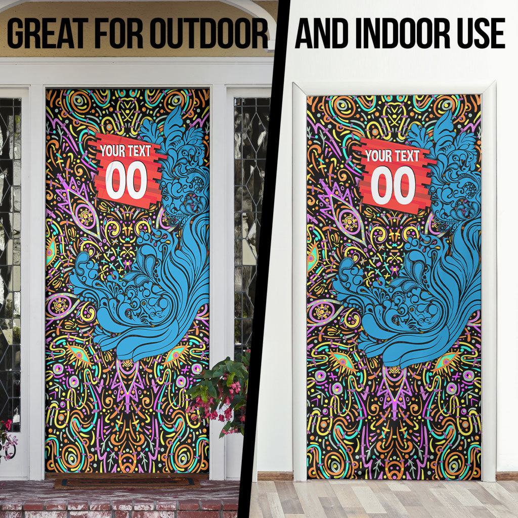 Personalized Adelaide Strikers Door Cover Hippie Psychedelic Pattern Vibrant Mandala Art Style