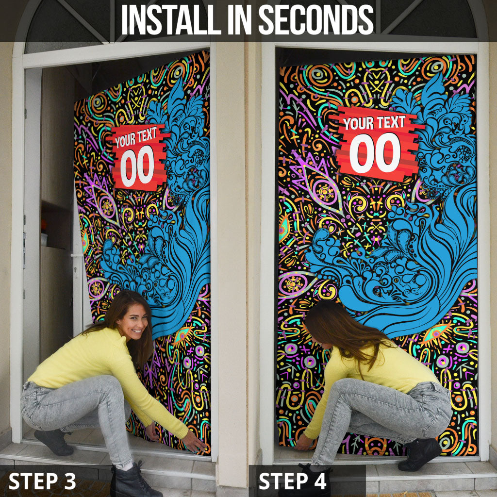 Personalized Adelaide Strikers Door Cover Hippie Psychedelic Pattern Vibrant Mandala Art Style
