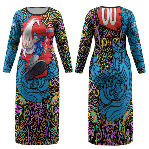 Personalized Adelaide Strikers Family Matching Long Sleeve Bodycon Dress and Hawaiian Shirt Hippie Psychedelic Pattern Vibrant Mandala Art Style