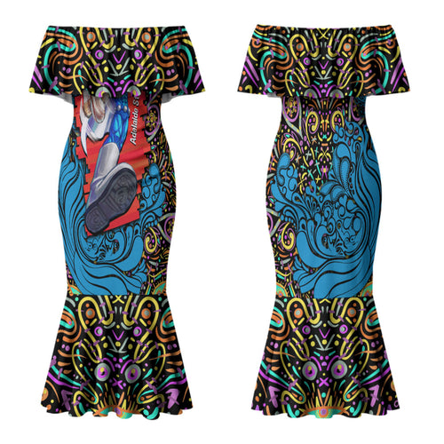 Personalized Adelaide Strikers Family Matching Mermaid Dress and Hawaiian Shirt Hippie Psychedelic Pattern Vibrant Mandala Art Style