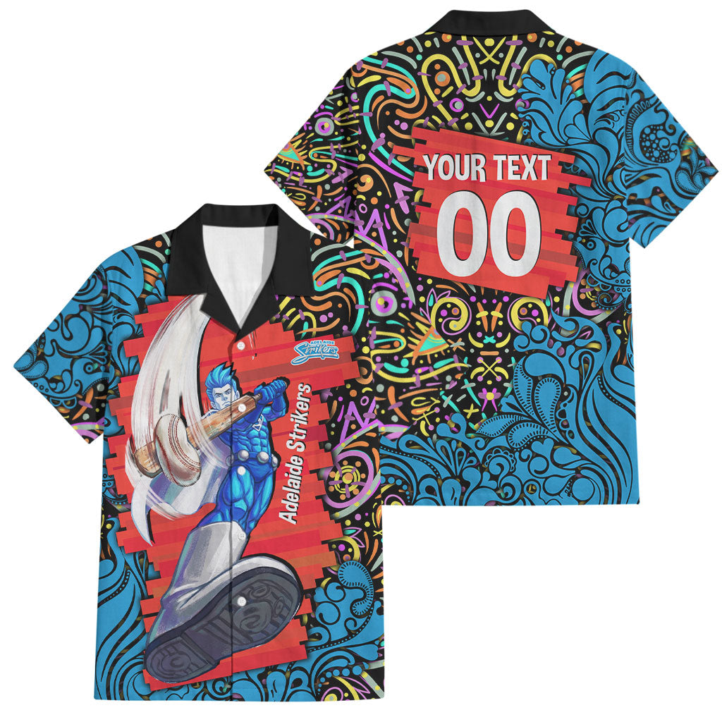 Personalized Adelaide Strikers Family Matching Off The Shoulder Long Sleeve Dress and Hawaiian Shirt Hippie Psychedelic Pattern Vibrant Mandala Art Style
