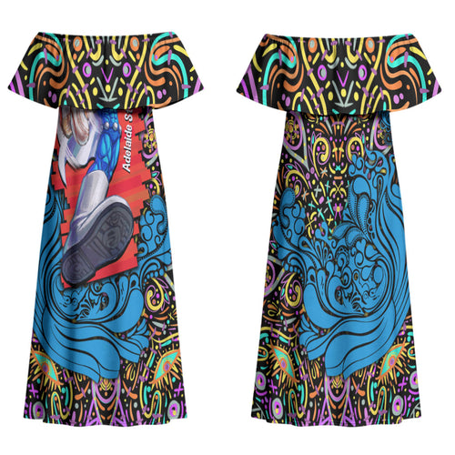 Personalized Adelaide Strikers Family Matching Off Shoulder Maxi Dress and Hawaiian Shirt Hippie Psychedelic Pattern Vibrant Mandala Art Style