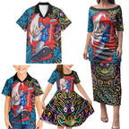 Personalized Adelaide Strikers Family Matching Puletasi and Hawaiian Shirt Hippie Psychedelic Pattern Vibrant Mandala Art Style