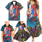 Personalized Adelaide Strikers Family Matching Summer Maxi Dress and Hawaiian Shirt Hippie Psychedelic Pattern Vibrant Mandala Art Style
