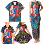 Personalized Adelaide Strikers Family Matching Tank Maxi Dress and Hawaiian Shirt Hippie Psychedelic Pattern Vibrant Mandala Art Style