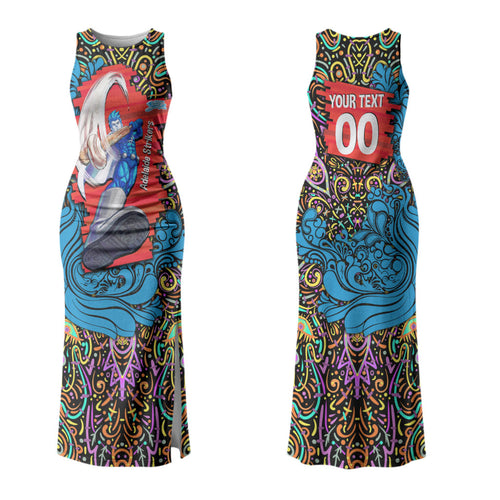 Personalized Adelaide Strikers Family Matching Tank Maxi Dress and Hawaiian Shirt Hippie Psychedelic Pattern Vibrant Mandala Art Style