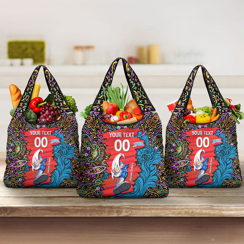 Personalized Adelaide Strikers Grocery Bag Hippie Psychedelic Pattern Vibrant Mandala Art Style