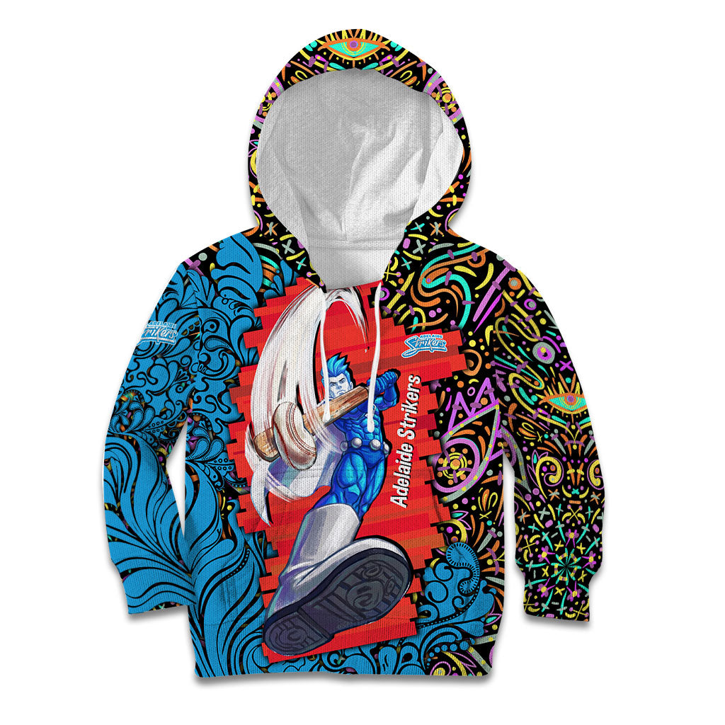Personalized Adelaide Strikers Kid Hoodie Hippie Psychedelic Pattern Vibrant Mandala Art Style