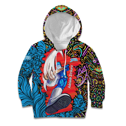 Personalized Adelaide Strikers Kid Hoodie Hippie Psychedelic Pattern Vibrant Mandala Art Style