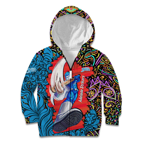Personalized Adelaide Strikers Kid Hoodie Hippie Psychedelic Pattern Vibrant Mandala Art Style