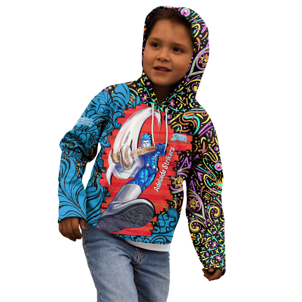 Personalized Adelaide Strikers Kid Hoodie Hippie Psychedelic Pattern Vibrant Mandala Art Style
