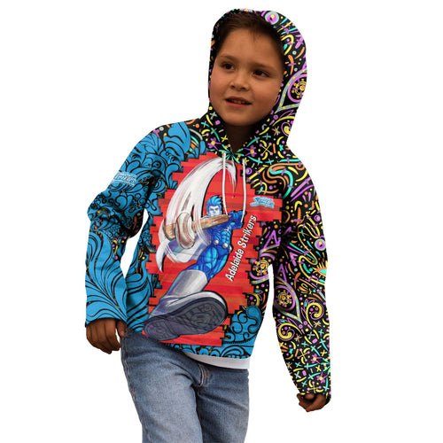 Personalized Adelaide Strikers Kid Hoodie Hippie Psychedelic Pattern Vibrant Mandala Art Style