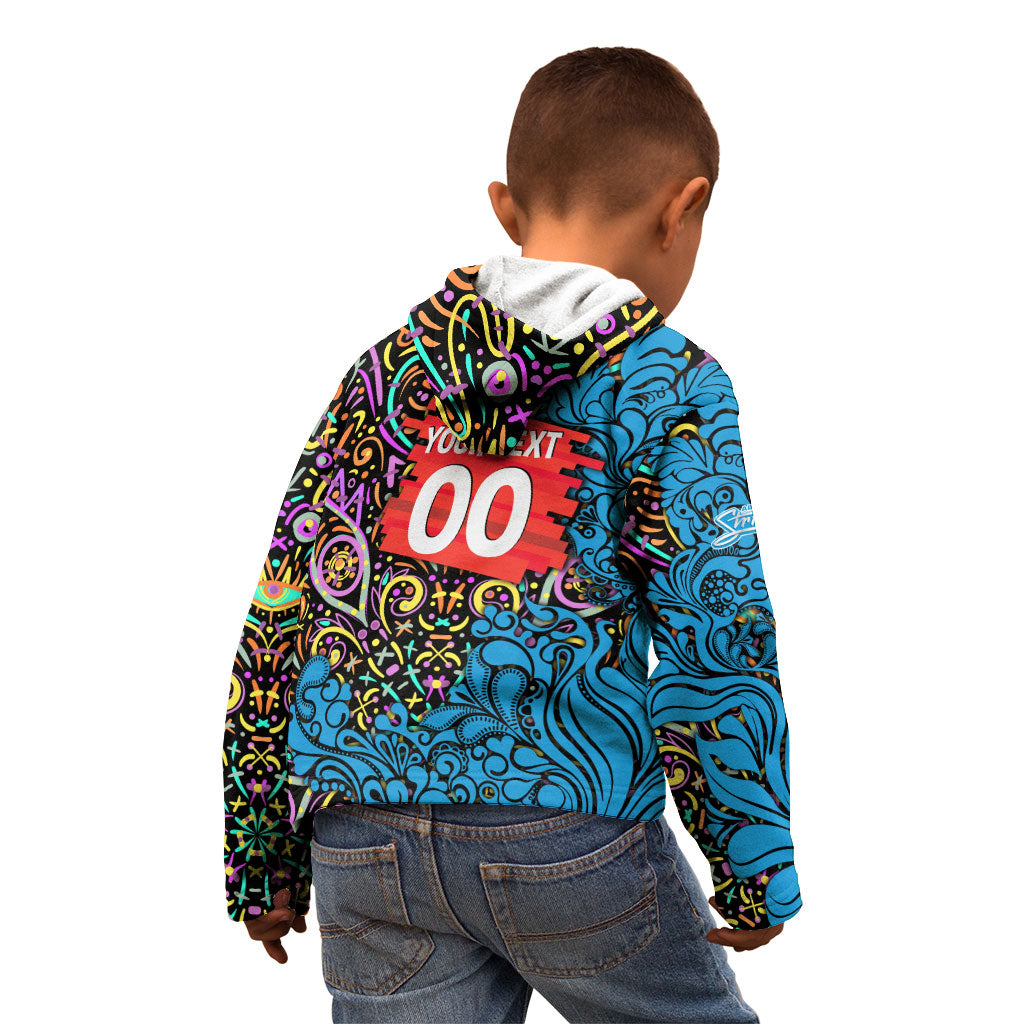 Personalized Adelaide Strikers Kid Hoodie Hippie Psychedelic Pattern Vibrant Mandala Art Style