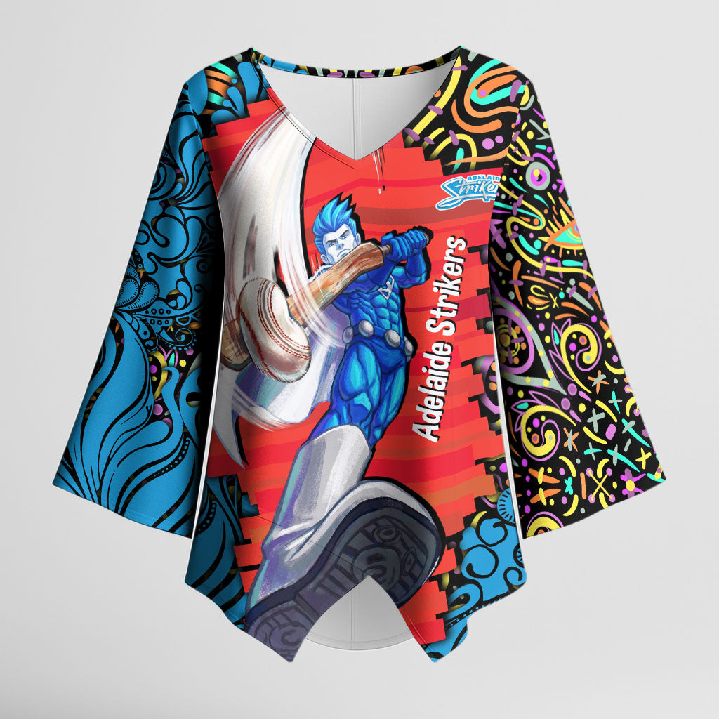 Personalized Adelaide Strikers Kimono Sleeve Blouse Hippie Psychedelic Pattern Vibrant Mandala Art Style