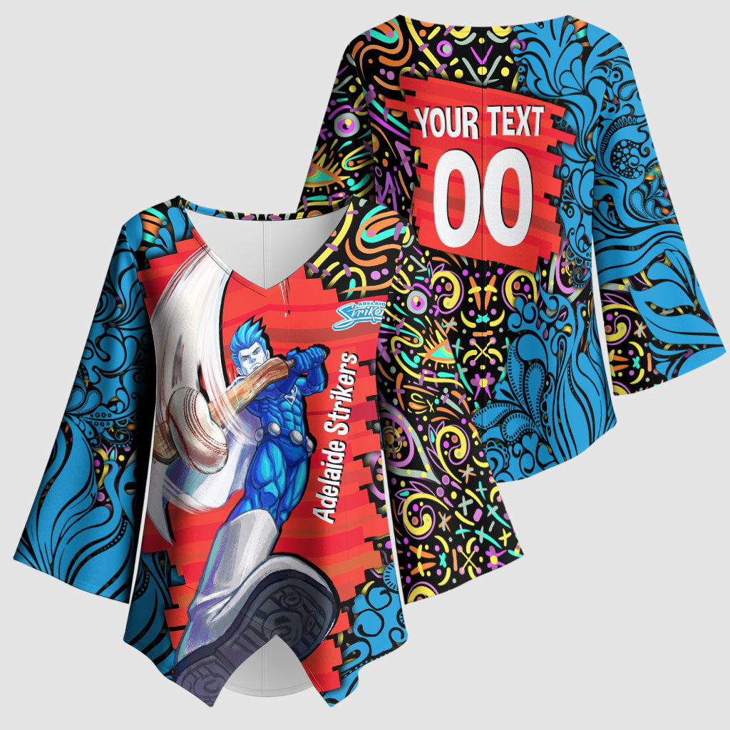 Personalized Adelaide Strikers Kimono Sleeve Blouse Hippie Psychedelic Pattern Vibrant Mandala Art Style