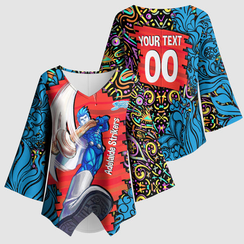 Personalized Adelaide Strikers Kimono Sleeve Blouse Hippie Psychedelic Pattern Vibrant Mandala Art Style