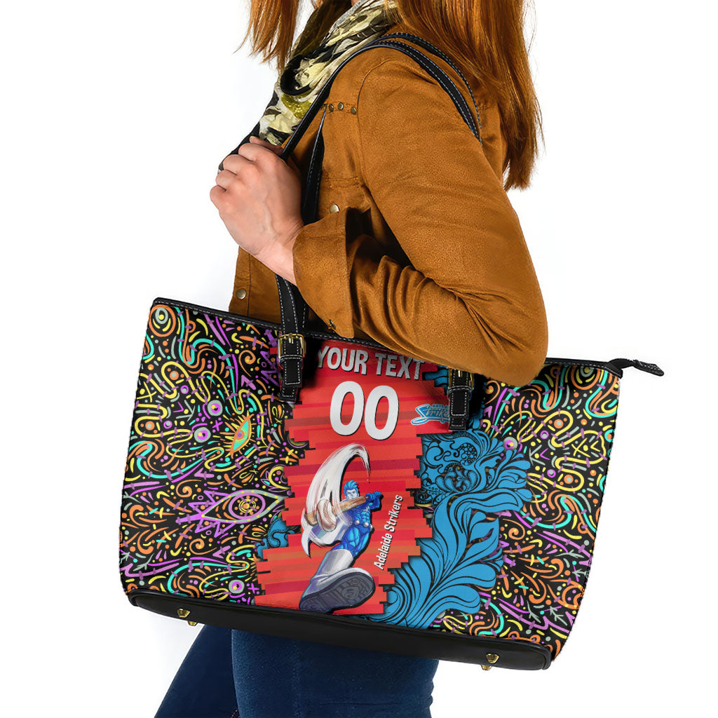 Personalized Adelaide Strikers Leather Tote Bag Hippie Psychedelic Pattern Vibrant Mandala Art Style