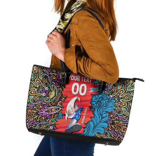 Personalized Adelaide Strikers Leather Tote Bag Hippie Psychedelic Pattern Vibrant Mandala Art Style