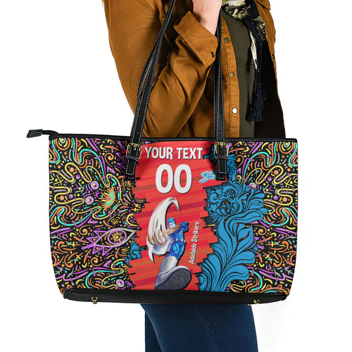 Personalized Adelaide Strikers Leather Tote Bag Hippie Psychedelic Pattern Vibrant Mandala Art Style