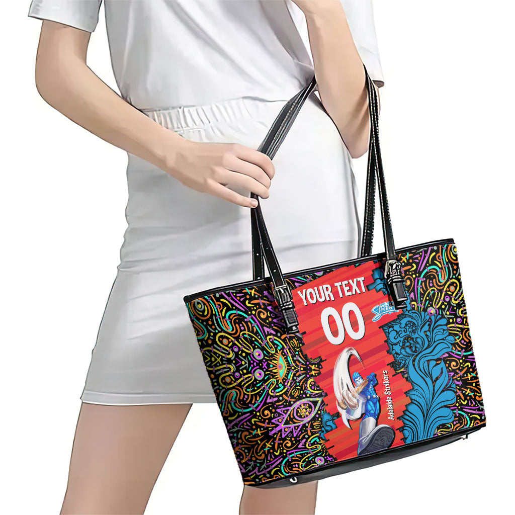 Personalized Adelaide Strikers Leather Tote Bag Hippie Psychedelic Pattern Vibrant Mandala Art Style
