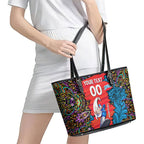 Personalized Adelaide Strikers Leather Tote Bag Hippie Psychedelic Pattern Vibrant Mandala Art Style