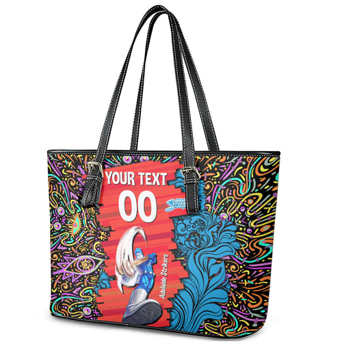 Personalized Adelaide Strikers Leather Tote Bag Hippie Psychedelic Pattern Vibrant Mandala Art Style
